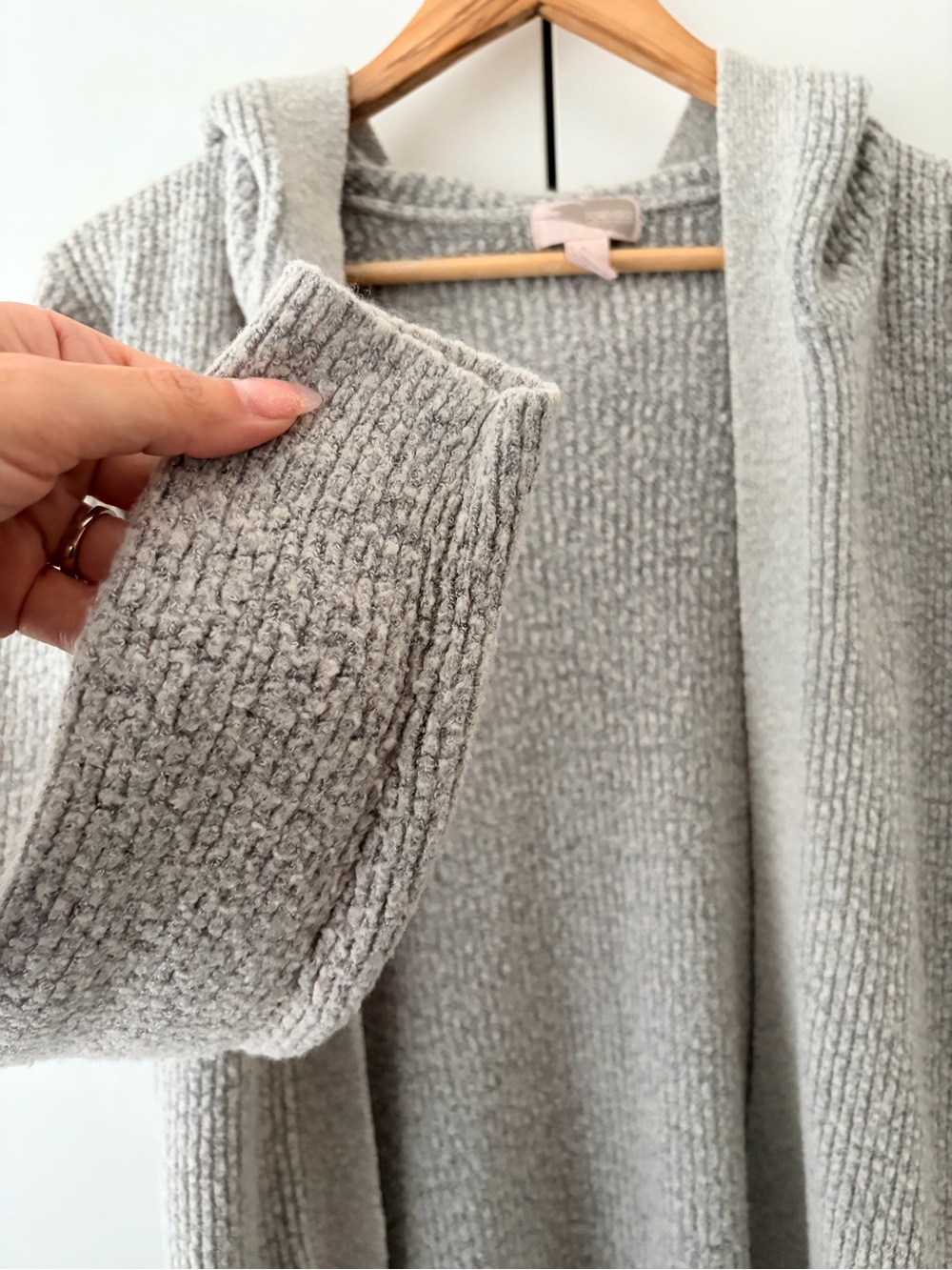 Forever 21 Light Gray Hooded Open-Front Cardigan - Picture 9 of 9